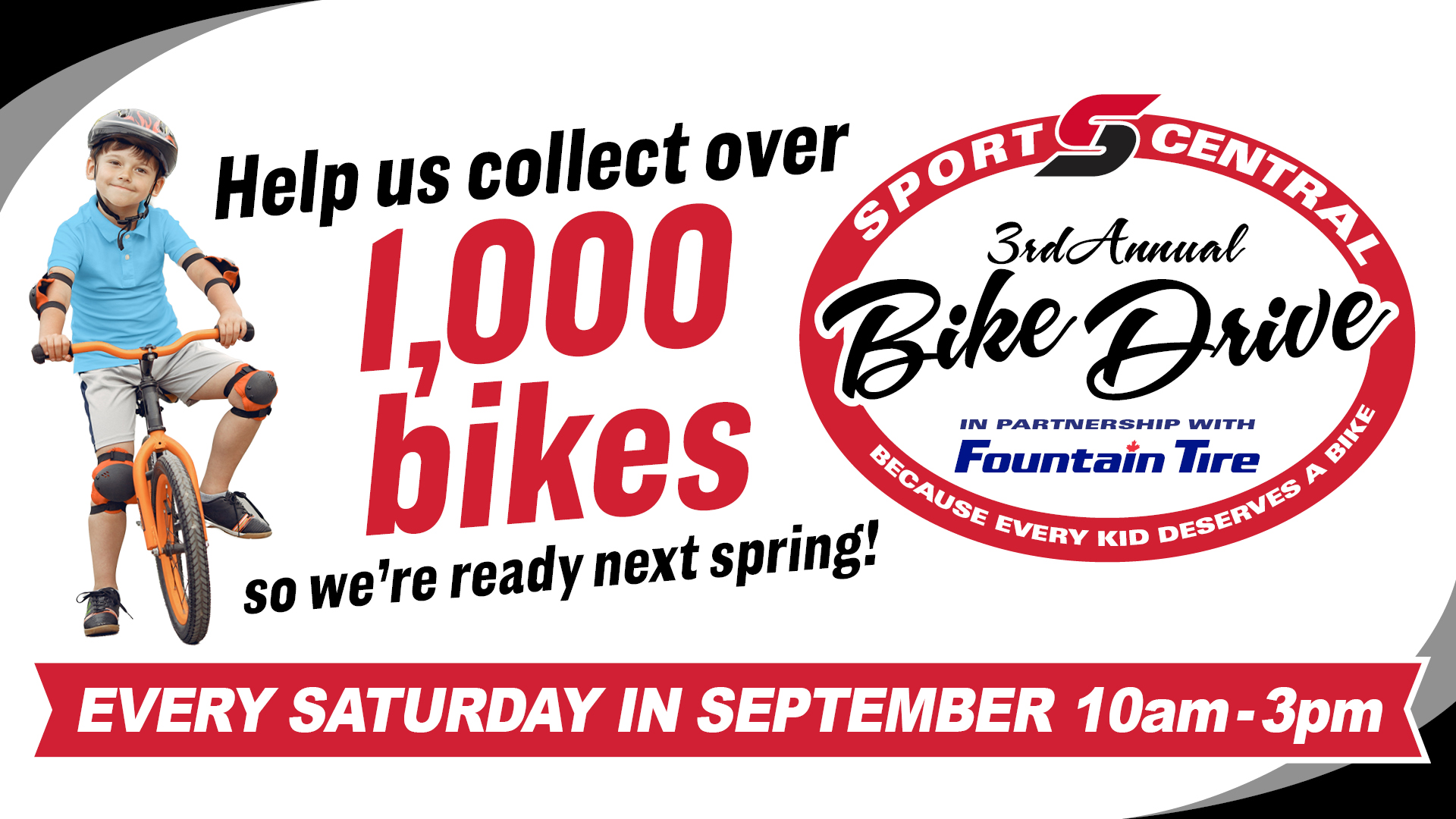 Sport Central Bike Drive 2025 — Saturdays in September, partnership with Fountain Tire